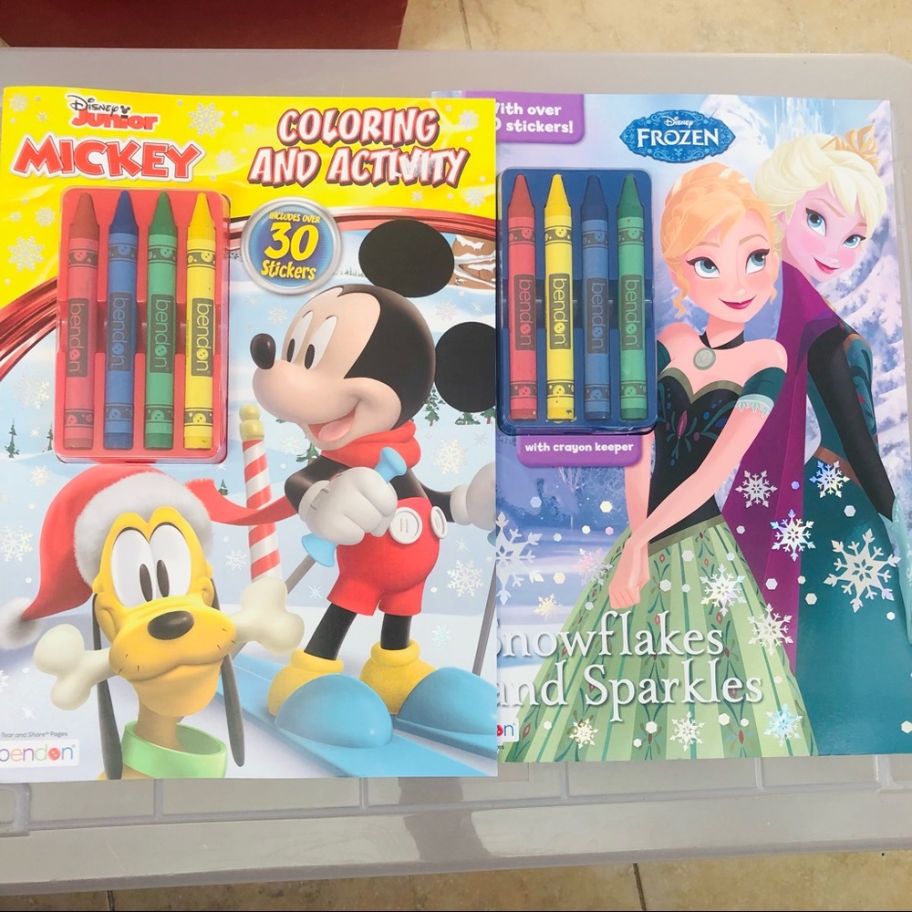Two Disney coloring and activities books